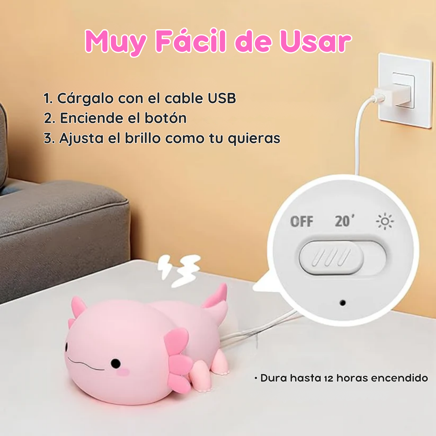 Lámpara Nocturna Tierna de Ajolote